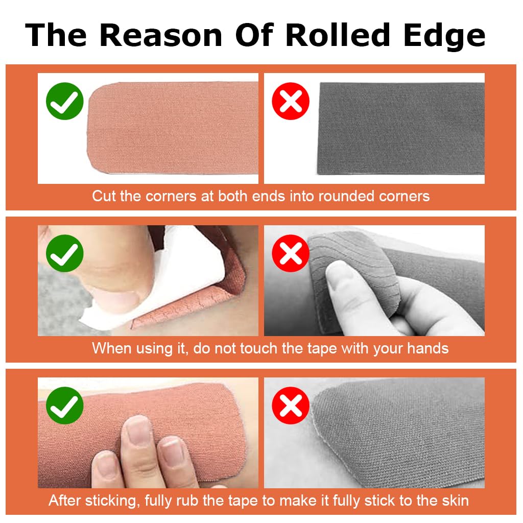 HANNEA Waterproof Kinesiology Tape, Breathable Athletic Sports Tape for Joints Support & Muscle Pain Relief, Muscles, Ankle K Taping Waterproof Athletic Tape for Pain Support, 2in×16.4ft, Beige