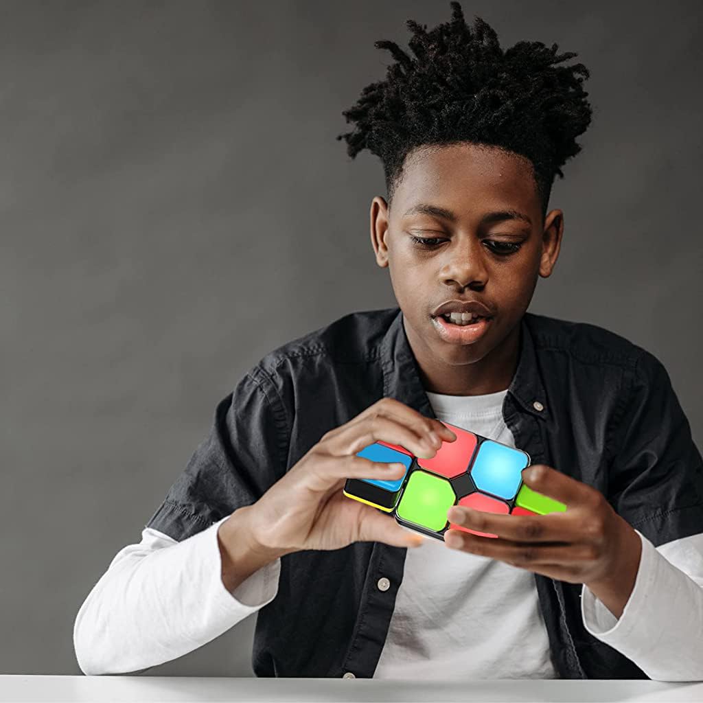 PATPAT Electronic Fidget Toy Magic Cube Musical Toys for Kids, Rubik's Cube Light Toys for Kids, Board Games Magic Cube with 4 Game Modes, Fine Motor Skill Toys for Kids, Birthday Gift for Girls Boys