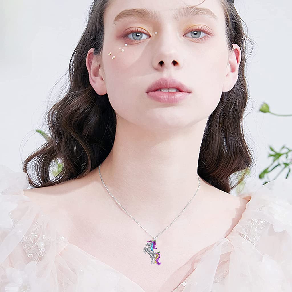 SANNIDHI Unicorn Necklace for Girls Stylish Alloy Pendant Necklace for Girls with Message Card Fashion Neck Locket Chain Pendent for Girls Pendent for Girls Gifting - 1