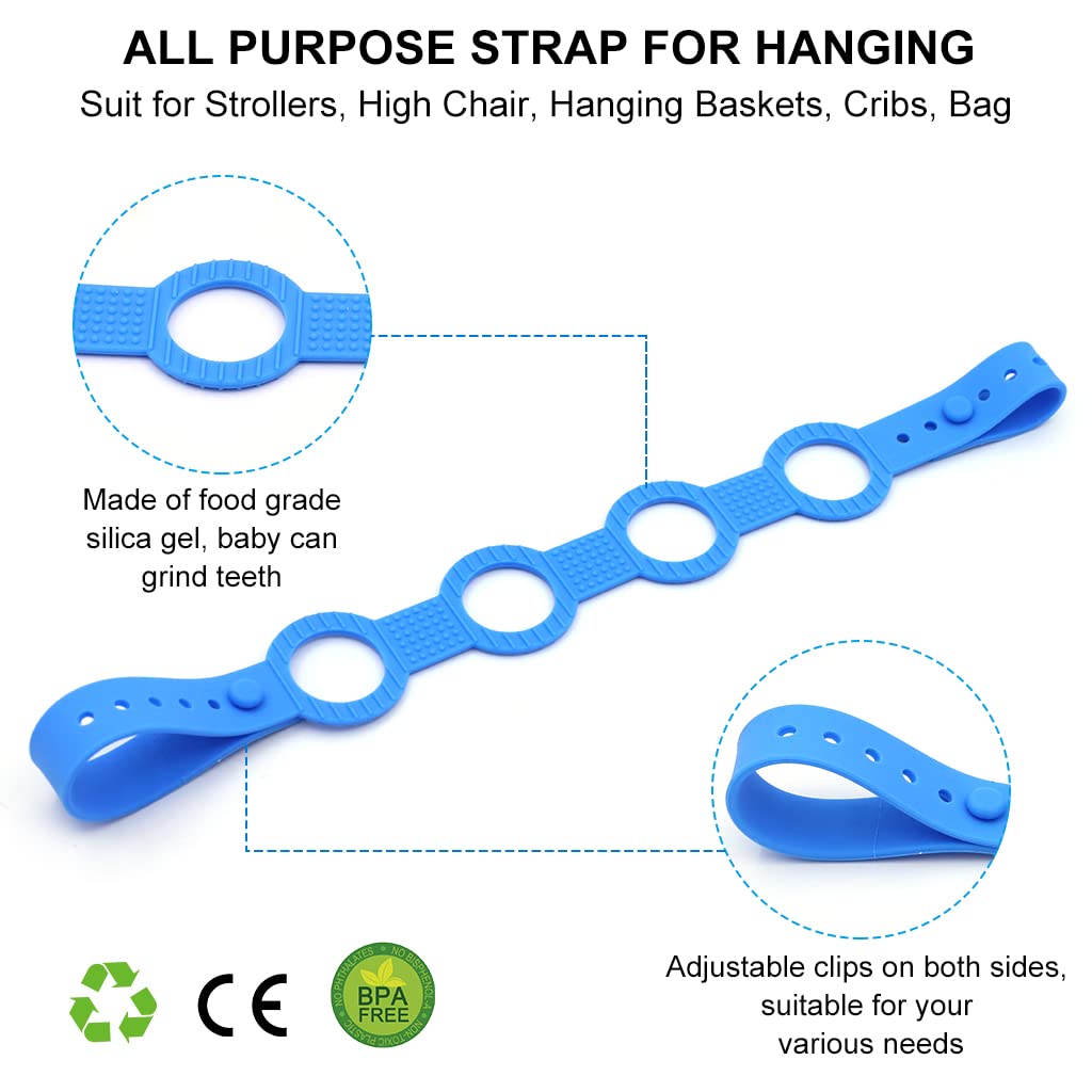 SNOWIE SOFT 2Pcs Pacifier Chain for Baby Present, Teether Toy Pacifier Anti Lost Clip Teething Toy, Food Grade Silicone Pacifier Clips Suit for Strollers, High Chair, Hanging Baskets, Cribs, Bag