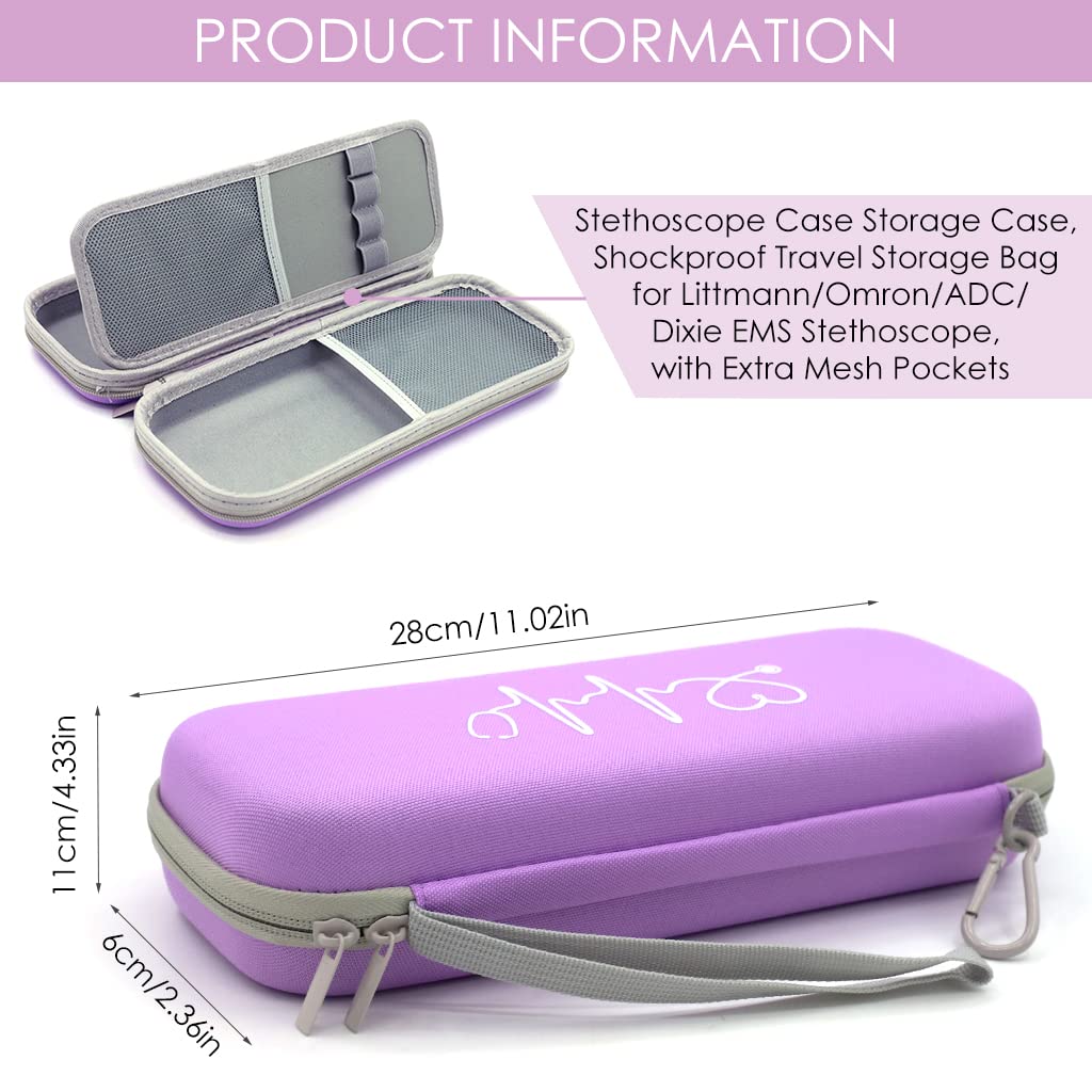 ZORBES Stethoscope Case Protable Stethoscope Bag, Shockproof Protective Stethoscope Case for Littmann/Omron/ADC/Dixie EMS Stethoscope, with Extra Mesh Pockets for Small Accessories (Bag Only)