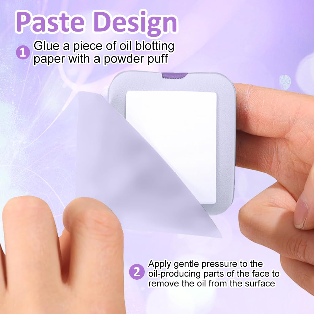 MAYCREATE 200Pcs Blotting Paper for Oily Face, Lavender Oil Absorbing Sheets for Face, Natural Oil Absorbing Paper for Face, Travel Compact Face Wipes for Oily Skin, with Mirror & Puff for Men Women