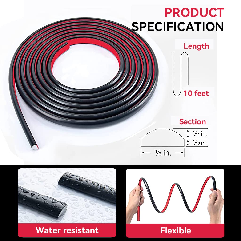 HASTHIP 10 Ft/3 M Wall Sticker Peel and Stick Trim, Self-Adhesive Waterproof Adhesive Liner, Cuttable Wall Baseboard Sticker for Wall Tile Edges, Kitchen Backsplash, Mirror Frame (Black)