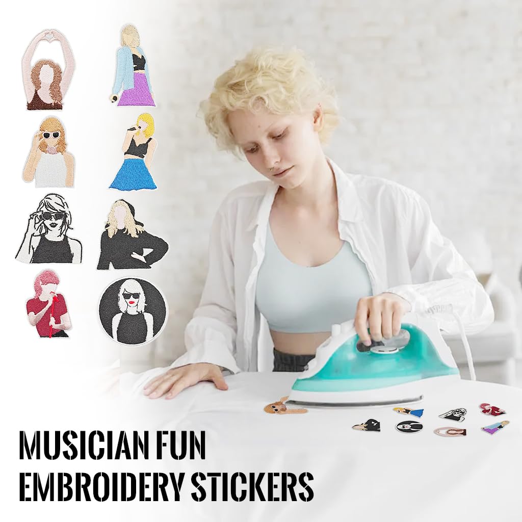 HASTHIP 8Pcs Musician's Embroidery Patch, Iron on Embroidery Applique Funny Cute Badge Repair Patch DIY Craft Accessories for Music Fans Clothing Backpacks Hats Jackets