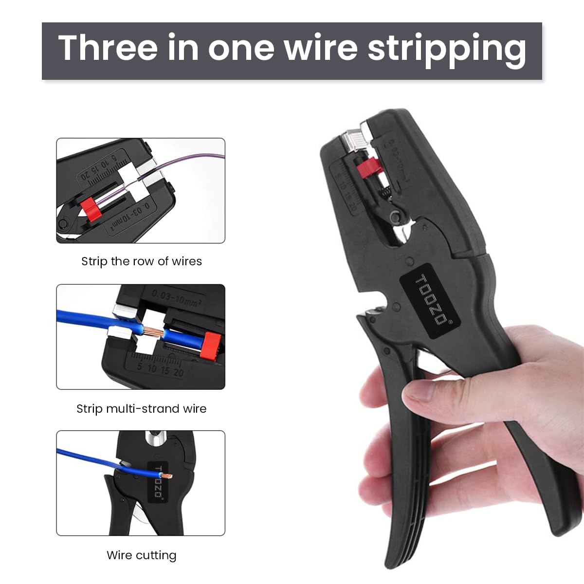 Serplex Wire Cutter Tool Wire Stripper and Cutter 2 in 1 Crimping Tool for 32 to 7 AWG Electrical Wire Cables, Automatic Cutting Plier Wire Stripping Tool for Electronic, Electric, Automotive