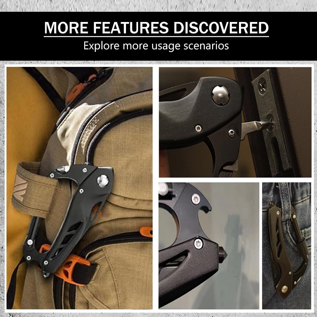 Optifit Fathers Day Gifts, Multifunctional Carabiner Duty Stainless Steel Carabiner, Portable Multi Tool, Multi tool for Climbing, Camping, Cycling, Hiking, Stainless Steel