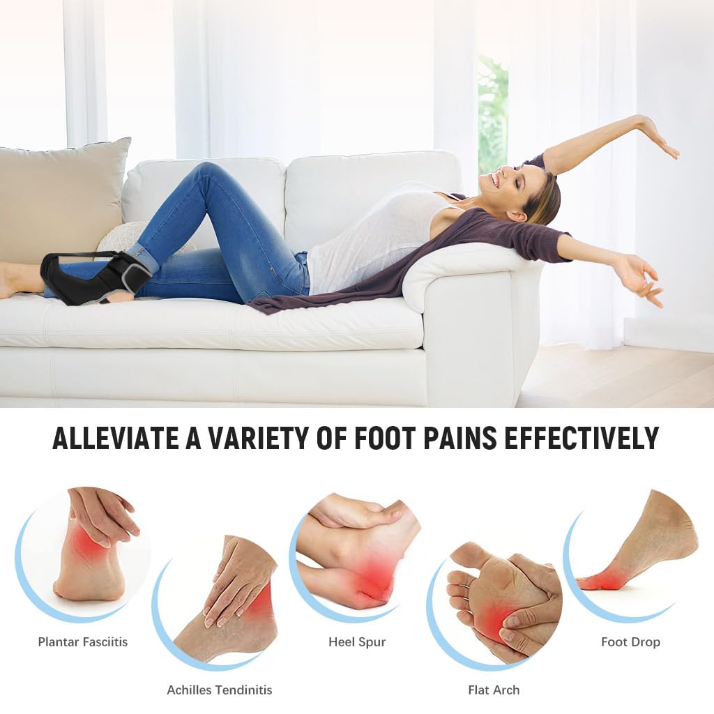 HANNEA Ankle-foot Orthosis, Foot Drop Splint with Foot Massage Ball Adjustable Ankle-foot Orthosis Wearable Night Splint for Improve Foot Drop Gentle Foot Support for Pain Relief and Healing, S