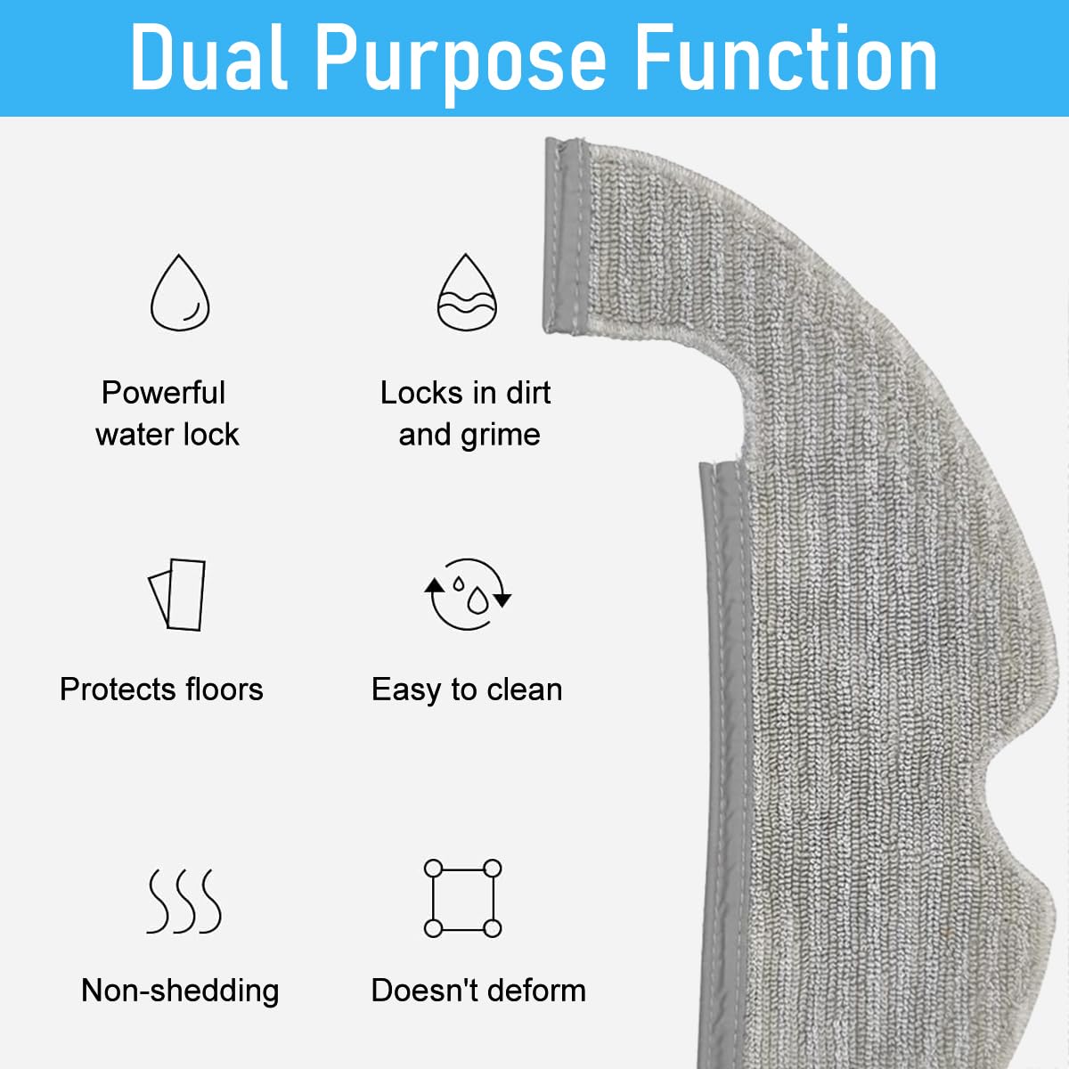 Verilux Mopping Cloth for Mi Robot Vacuum Cleaner X10 Microfiber Absorbent Wet & Dry Use Mop Cloth Replacements for Vacuum X10