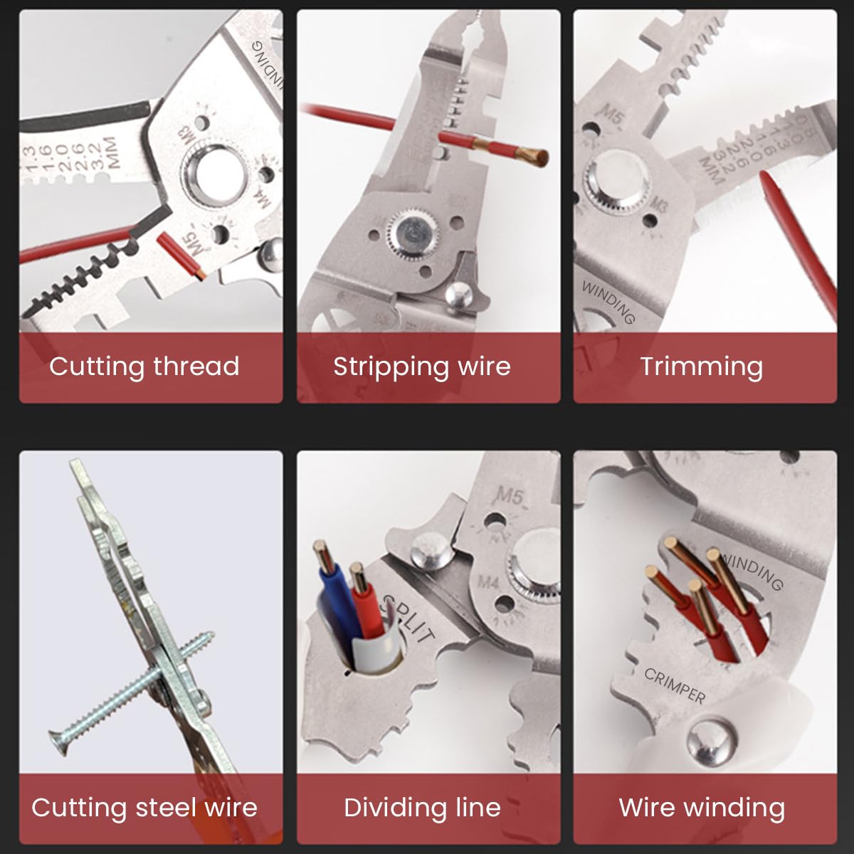 Serplex Wire Stripper Wire Cutter Multifunctional Wire Cutter Tool Wire Stripper and Cutter Cable Cutter Plier Wire Plier Multipurpose Crimping Tool for Electrical Cable Cutting (0.8-3.2mm)