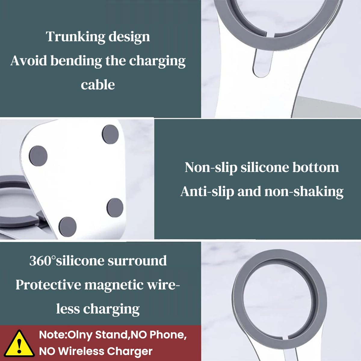 ZORBES Desk Phone Stand Magnetic Phone Holder Alloy Magnetic Ring Phone Holder Compatible with MagSafe Anti-slip Base Design Multi Purpose Strong Magnet Phone Holder for Home Office
