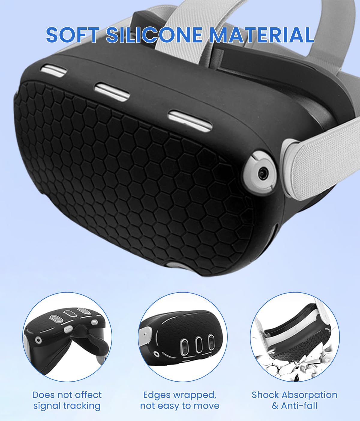 Verilux Silicone Cover Set for Oculus/Meta Quest 3 Set of 7Pcs Protective Skin Cover for Oculus/Meta Quest 3 Includes Controller Grips, Front Shell Headset Cover and Face Cover