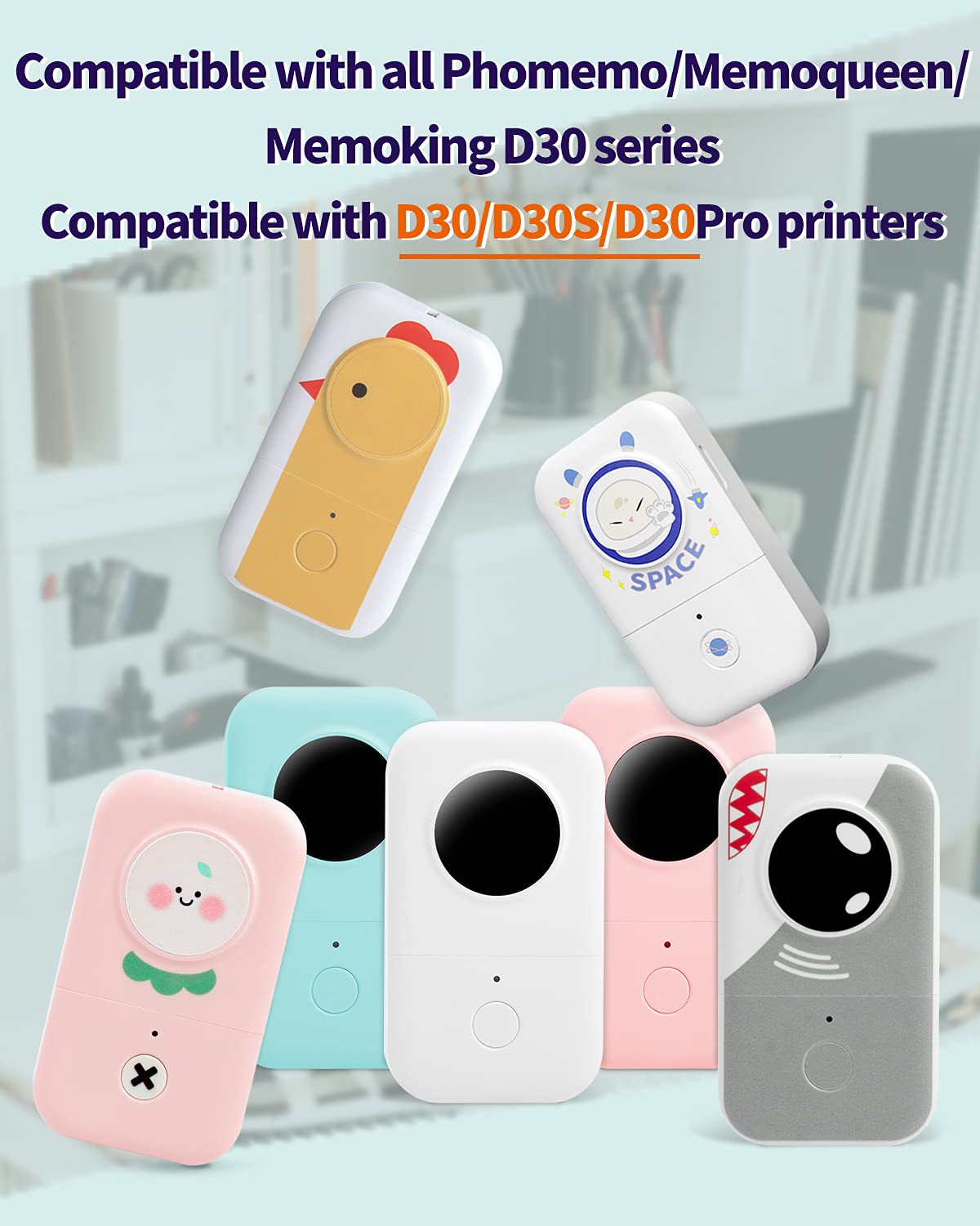 HASTHIP D30 Thermal Label D30 Label Maker Tape 14x50mm Thermal Label Print Paper Compatible with D30 Portable Label Printer, Blue/Yellow/Pink Sticker Machine Label, 3 Rolls, 160 Labels/Roll
