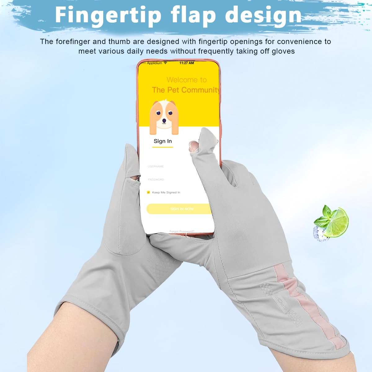 PALAY UV Sun Protection Hand Gloves for Women, Non Slip Touch Screen Gloves, UPF 50+ Breathable Gloves, Outdoor Hand Gloves for Bike, Driving, Cycling, Fishing - Grey
