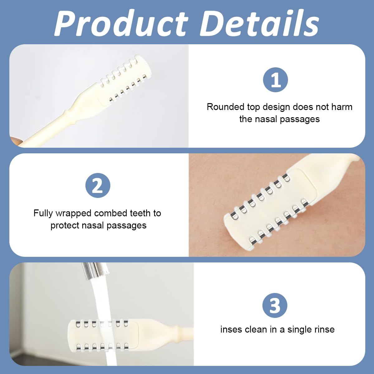 HANNEA Nose Hair Trimmer For Men Women, 3pcs 360 Degree Rotating 2 In 1 Double Head Nose Hair Remover And Ear Cleaner Portable Nose Cleaner Nose Hair Trimmer For Women Men ABS Nasal Hair Cutter