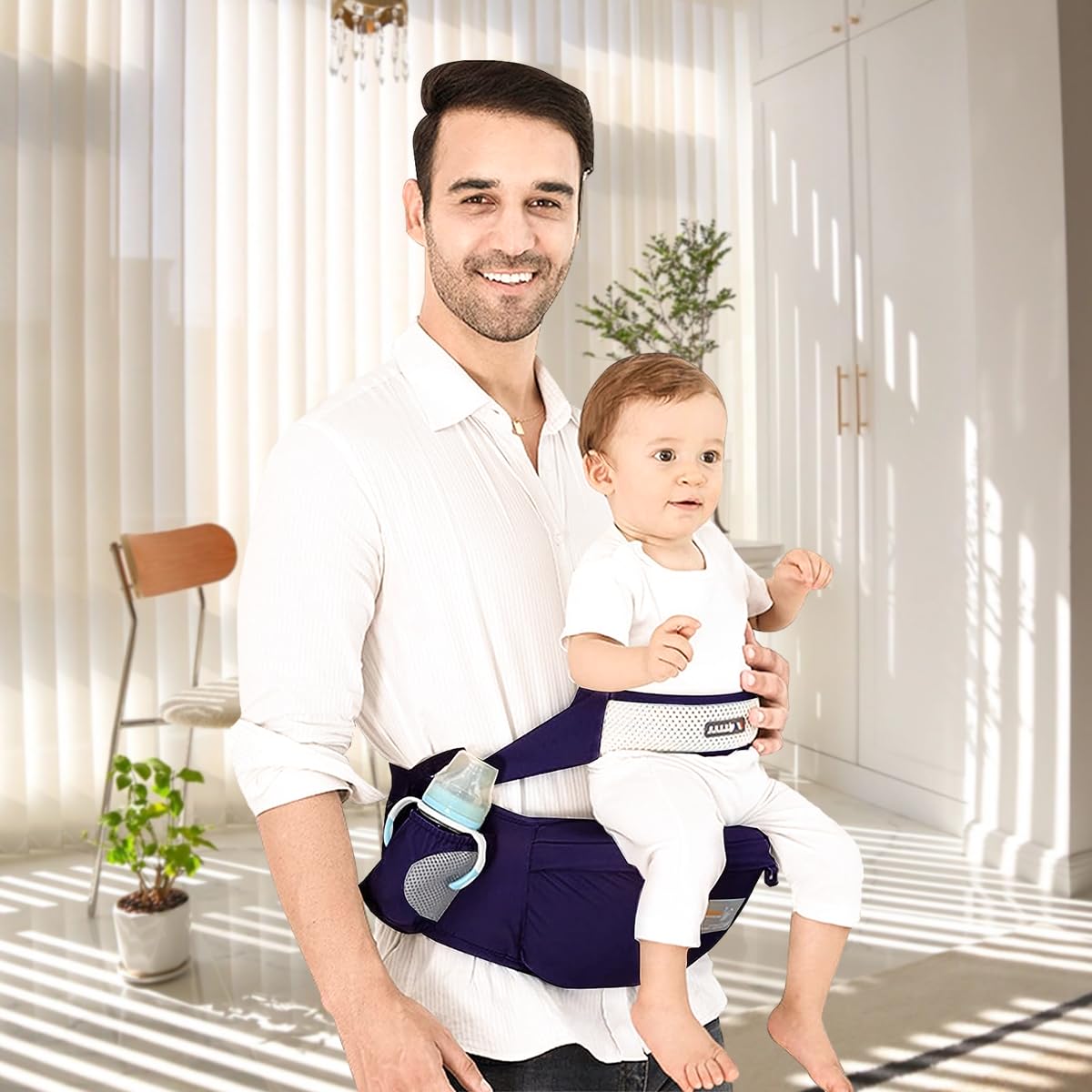 SNOWIE SOFT Baby Carrier with Seat Belt and Storage Bag for Newborn to Toddler, Soft and Breathable Baby Carry Bags for 3-36 Months Baby, Under 25KG