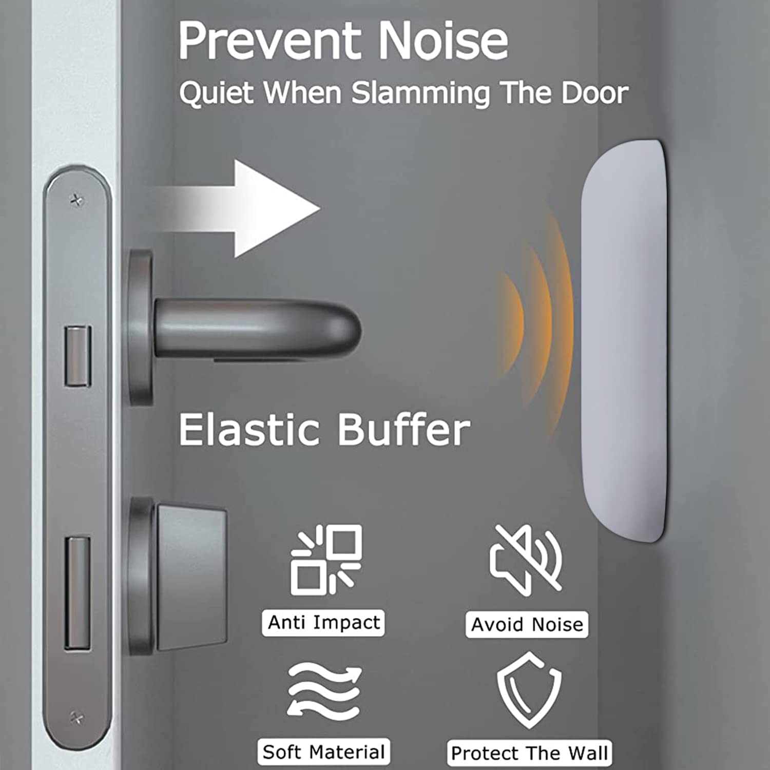 HASTHIP 4Pcs Door Wall Protectors, Self-Adhesive Rubber Stop from Door Knobs Rubber, Soft Reusable Rubber Wall Protectors Shield for Preventing Damage to Cabinet, Handle, Bed