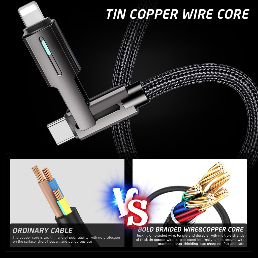Verilux USB C Cable 4-in-1 USB C Cable Support 100W PD Fast Charging Cable &Data Sync Color Woven Charging Cable Multi Connector USB Charging Cable for iPhone 14 13 Samsung Galaxy S23/S22