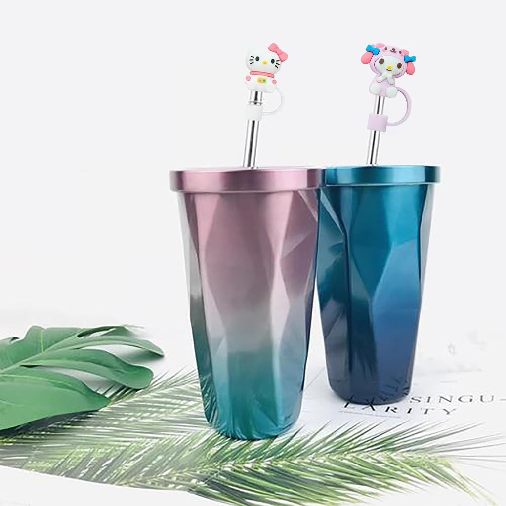 HASTHIP 4Pcs Kawaii Straw Lids Sanrio Series Drinking Straw Lids Anti-lost Kids Straw Lids Universal 10mm Straw Lids Straw Cap for Stainless Steel Straw, Straight Straw, Curved Straw, Glass Straws