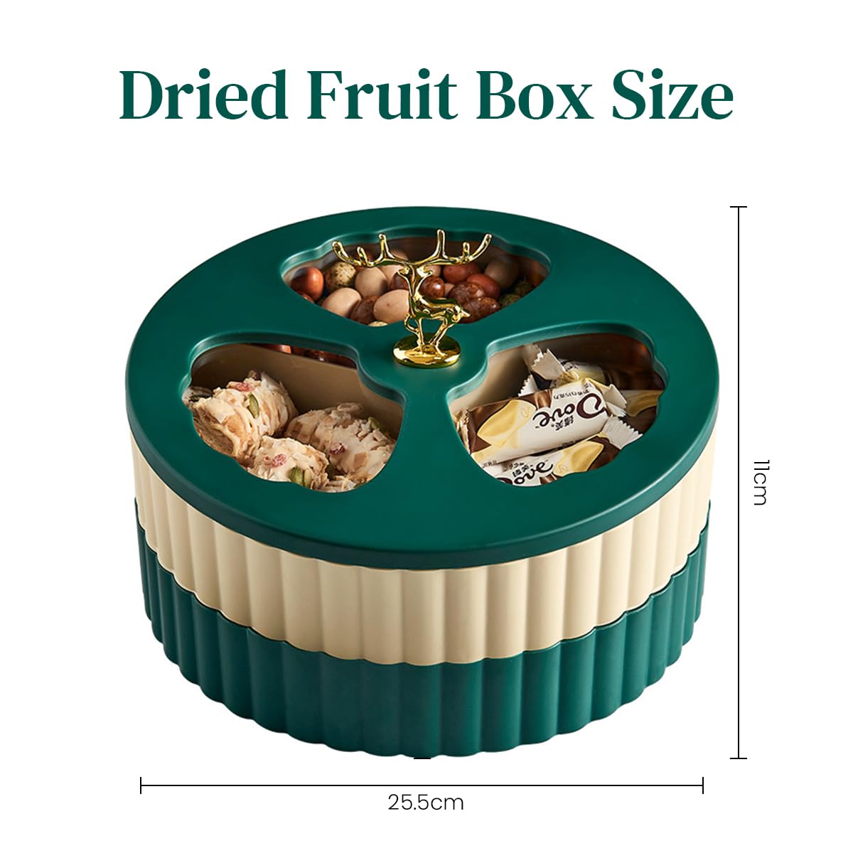 HASTHIP Snack Serving Tray Nuts Serving Tray with Lid Double-Tier 6-Compartments Snack Tray Modern Dessert Serving Tray Dried Fruit Serving Tray Candy Box Snack Holder