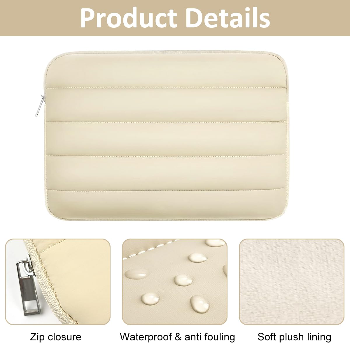 ZORBES Waterpoof Laptop Bag 14.1 inches Travel Laptop Bag Cute Puffy Soft Laptop Bag Plush Soft Lining Anti-Scratch Laptop Bag Travel Laptop Bag Women Laptop Bag