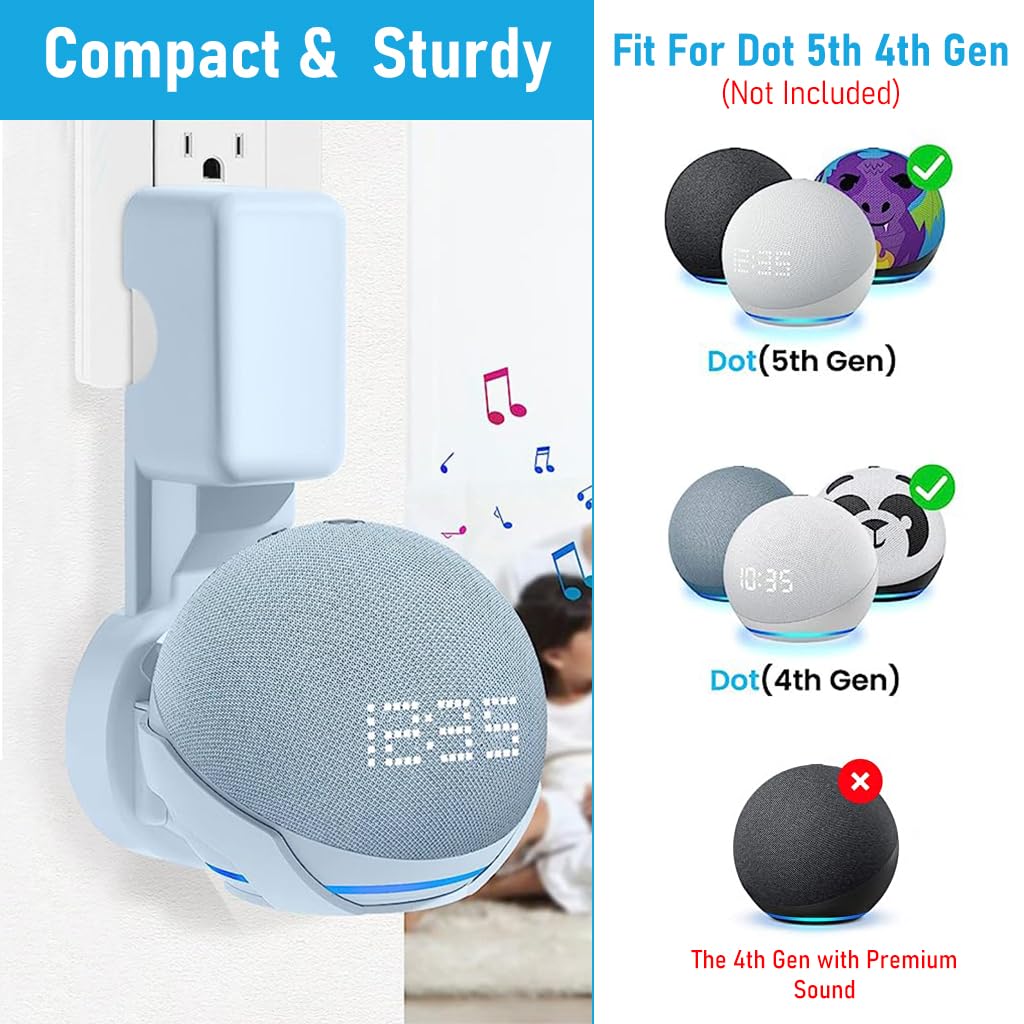 ZORBES Wall Mount for Alexa Echo Dot, Outlet Hanger Stand for Echo Dot (5th & 4th Gen) Alexa Echo Dot Holder with Cable Management, Alexa Wall Mount Alexa Echo Dot Accessories (Holder Only)