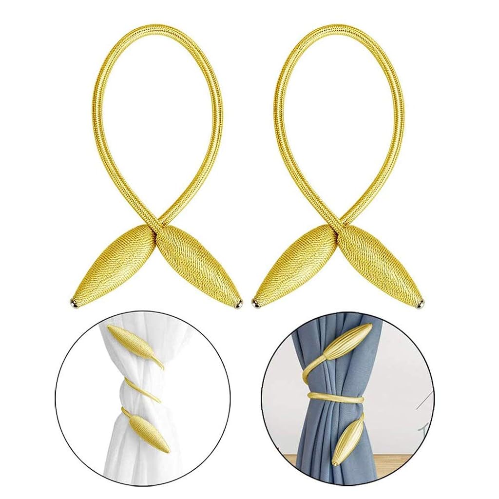 HASTHIP® Curtain Tiebacks Alloy Solid Size Holders Decorative Unique Design Drape Backs Pack of 2 Gold Blackout 3PCS