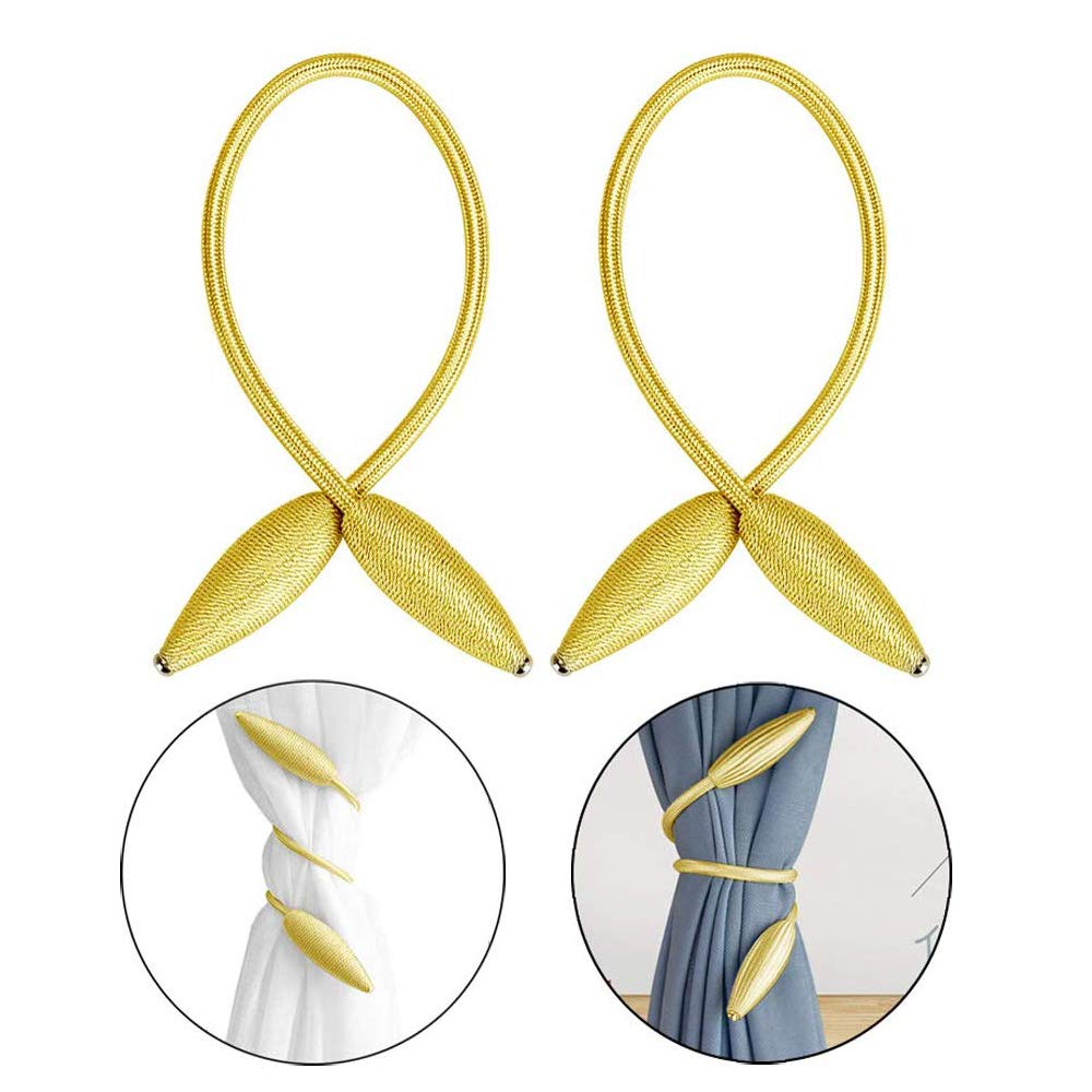 Supvox Curtain Tiebacks Alloy Solid Free Size Curtain Holders Tieback Decorative Unique Design Drape Tie Backs, Pack of 2, gold, blackout