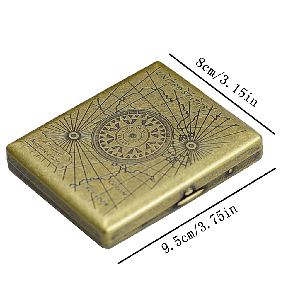 GUSTAVE Men's Cigarette Case Retro Metal Portable 20 Sticks Ordinary Cigarettes Boxes Brass 20Sticks Best Gift for A Man