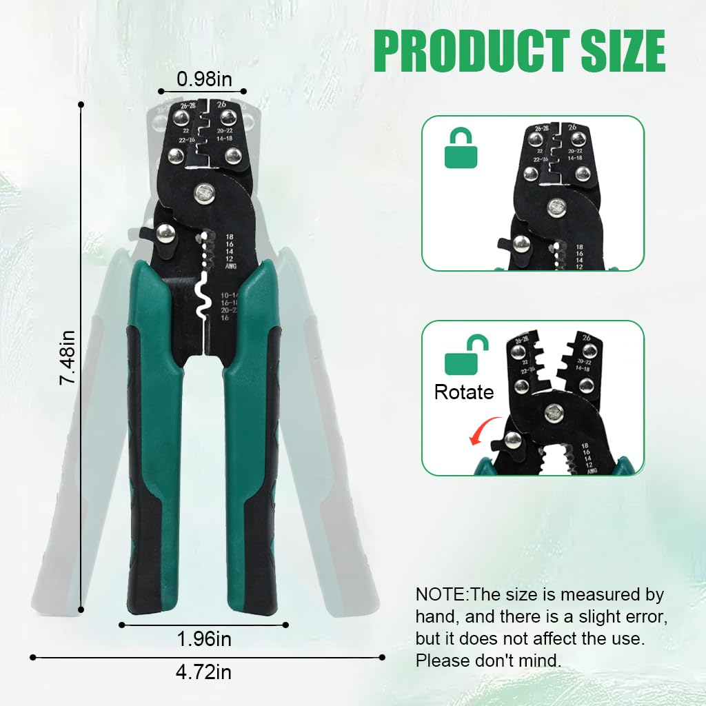 HASTHIP 200Pcs Electrical Crimping Connectors with Wire Crimper Tool 4 Sizes Crimping Connectors Insulated Wire Terminals Crimp Terminals Universal 22-10 AWG Wire Crimper Tool Electrical Connectors