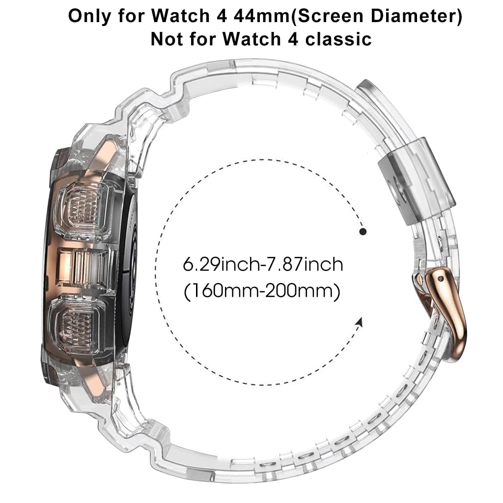 ZORBES Watch Band TPU Smart Watch Strap for Samsung Galaxy Watch 4 Adjustable Size Wristband Fashion Clear 44mm Watch Bands for Samsung Galaxy Watch 4