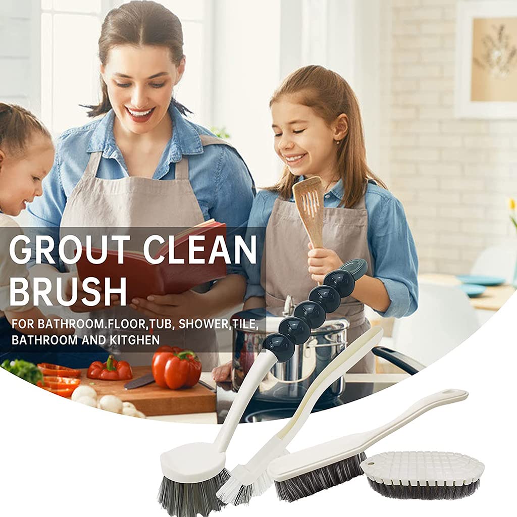 HASTHIP 2Pcs Scrubbing Brush Set, Soft Bristle Laundry Brush Long Handle Shoe Cleaning Brush, Household Scrub Brush for Clothes Shoes Dish Sink Bathtubs Tile Walls, etc.
