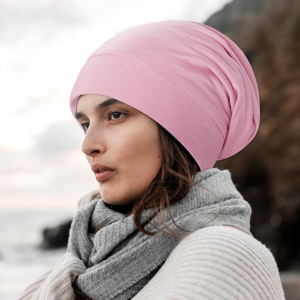 MAYCREATE Silk Bonnet for Hair Women Satin Hair Cap for Sleeping Soft Satin Hair Bonnet Fashion Adjustable Satin Bonnet Shower Cap Silk Hair Wrap Bonnet for Curly Hair - Pink