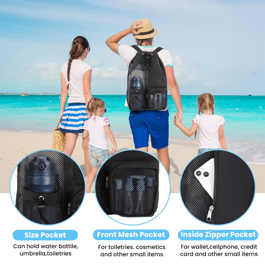 Proberos Drawstring Bag for Teens Men Women Gym Sports with Multi Pocket, Large Capacity Waterproof Drawstring Backpack for Swimming Hiking Outdoor Sports
