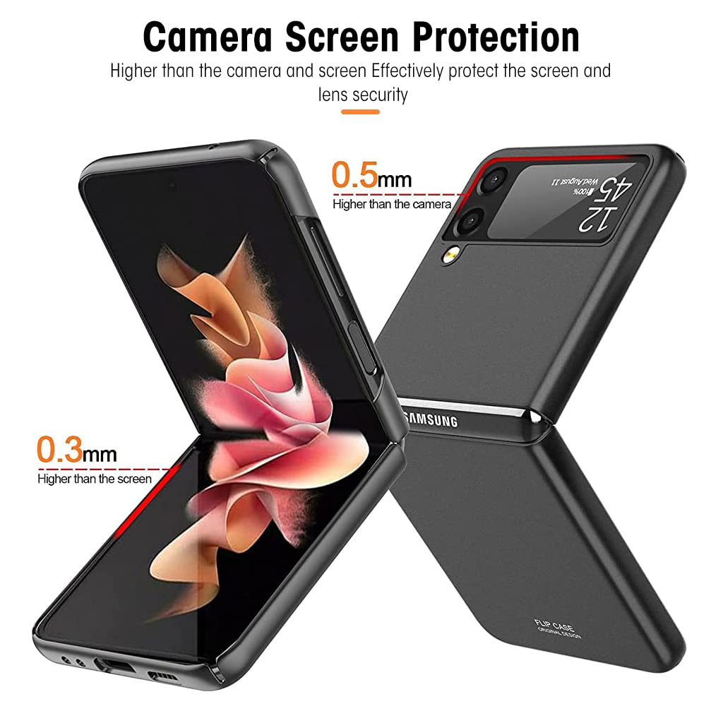 ZORBES Phone Case for Samsung Galaxy Z Flip 5 5G Ultra Thin PC Case for Samsung Galaxy Z Flip 5 Full Coverage Anti Scratch Phone Cover for Samsung Galaxy Z Flip 5 Black