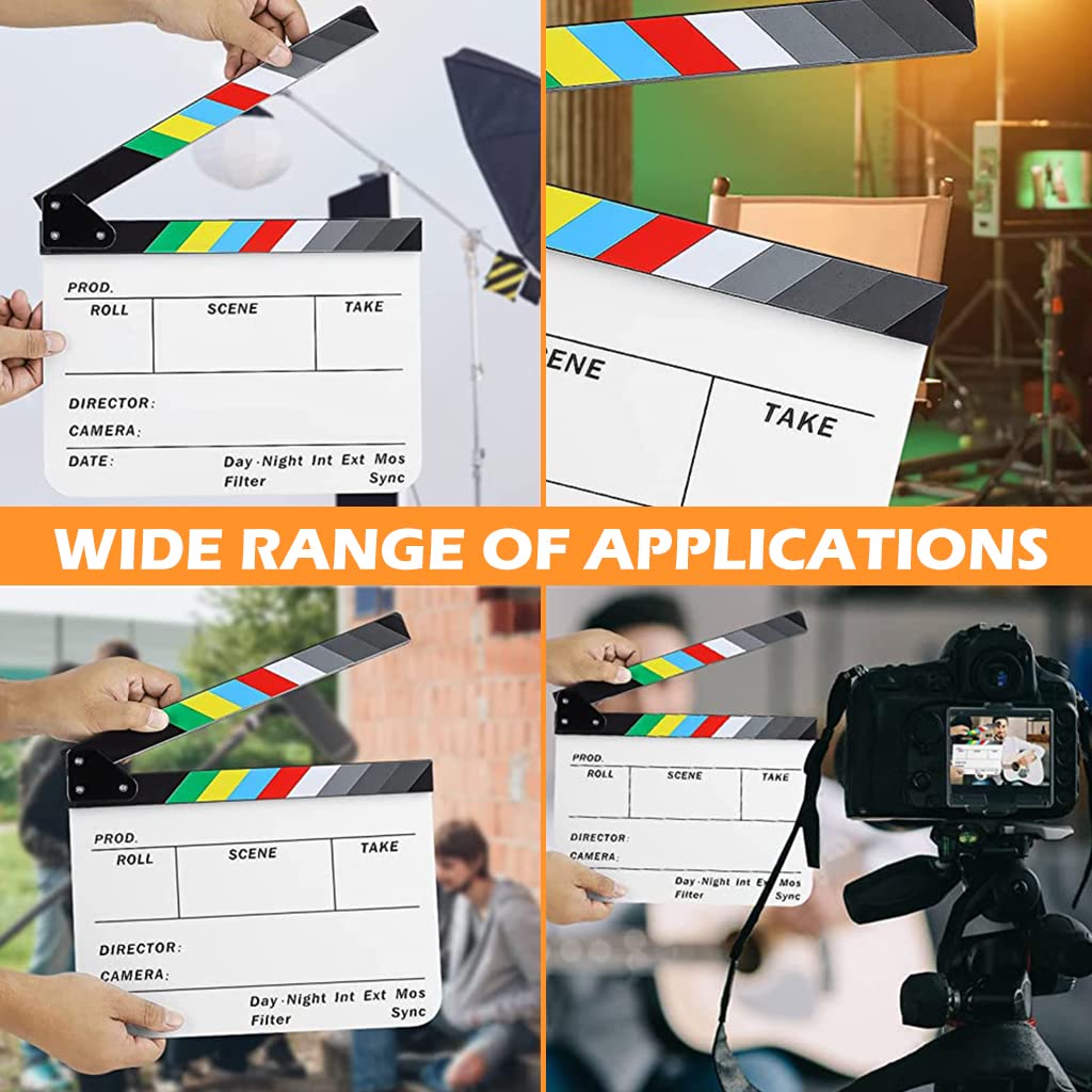 ZIBUYU Movie Clap Board Stage Prop Acrylic Studio Camera Photography Director Film Clapper Board Clapboard Size - 10''x12