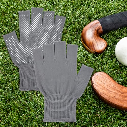 Proberos® 2 Pairs Hockey Sport Fingerless Gloves Players Nylon Breathable Anti-Slip Palm Design Outdoor Working Unisex Men Women Close-fit Multifunction for Riding Driving Golfing 2 PCS