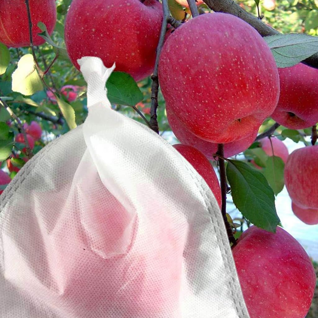 Optifit Durable Non-Woven 100Pcs Fruit Protection Bags with Drawstring, 30x35cm, Pest & Bird Resistant, Breathable Barrier Net for Multiple Fruits, Easy to Use & Check, Ideal for Gardeners & Farmers