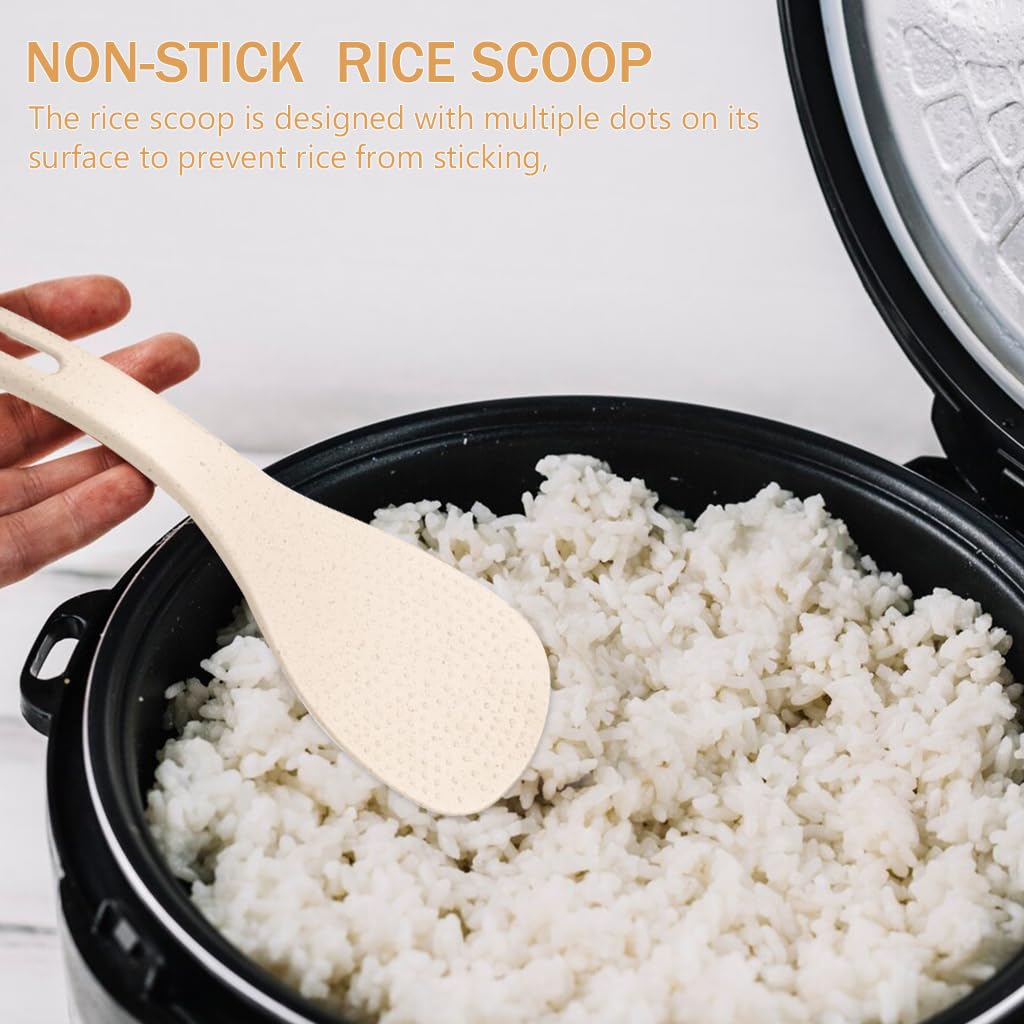 Supvox Kitchen Soup Spoons Rice Scoop Set of 3 Pcs Rice Scoop Soup Spoon Oil Separation Soup Spoon Foodgrade BPA Free Wheat Straw Heat Resistant Rice Scoop Grease Separation Soup Spoon