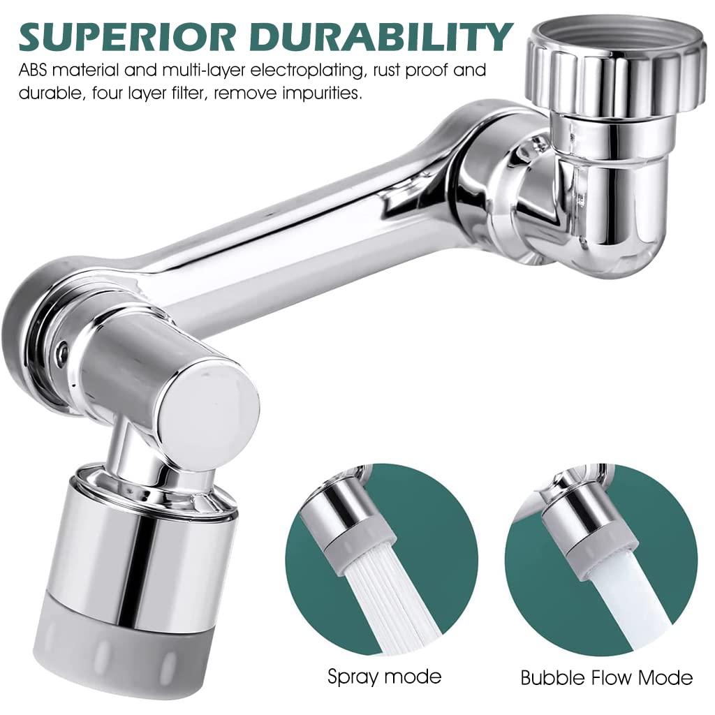 HASTHIP Swivel Faucet Extender, 1080° Rotatable Multifunctional Extension Faucet, Universal Sink Water Aerator, 2 Mode Splash Nozzle Filter Extension, Can Be Used for Bathroom Sink, Kitchen Sink