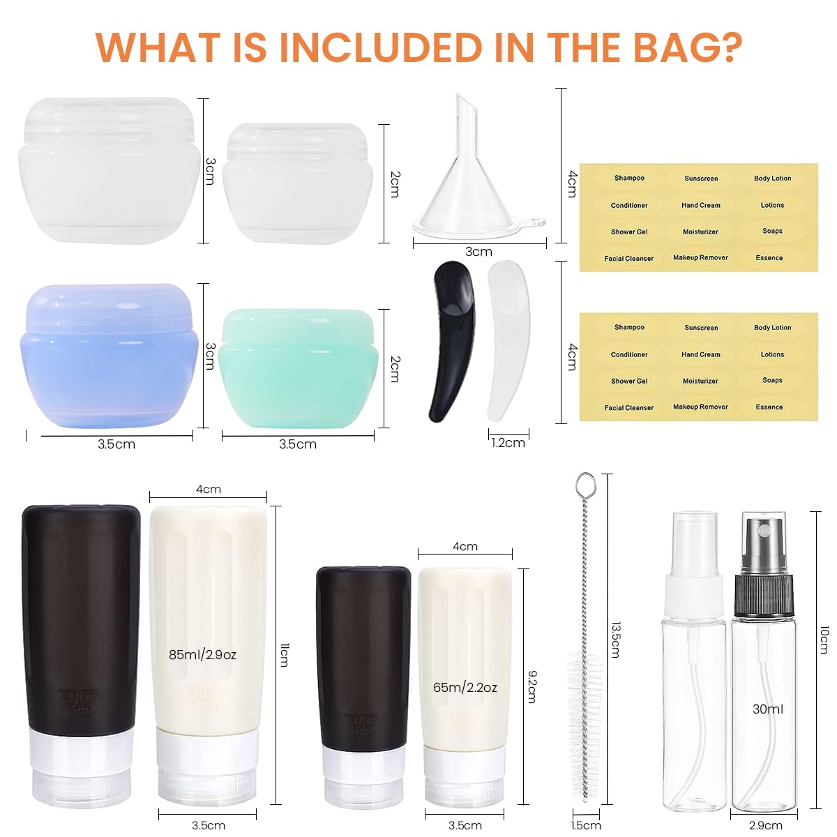 MAYCREATE Silicone Travel Bottles for Toiletries, 16pcs Set Refillable Travel Toiletries Bottle Kit, Leakproof Squeezable Travel Dispenser Bottle Set for Shampoo Lotion Liquids - BPA Free