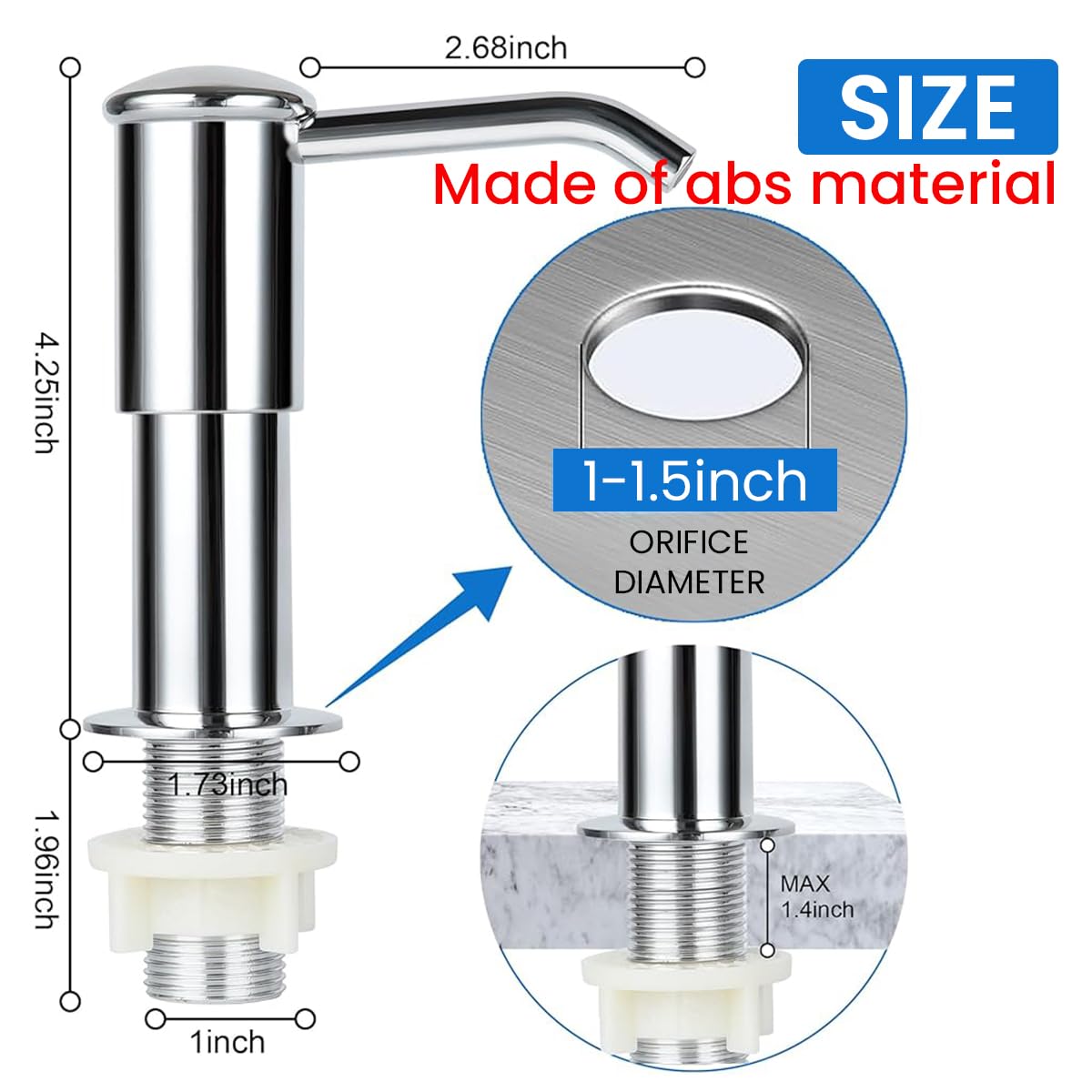 HANNEA Kitchen Sink Soap Dispenser ABS Liquid Soap Pump Head Lotion Dispenser On Kitchen Sink with 3.3ft Pipe Modern Kitchen Renovation Accessories
