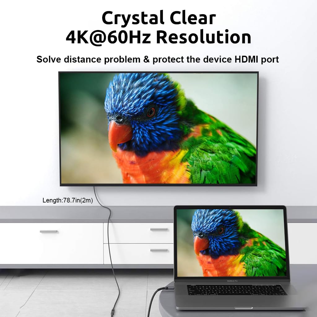 Verilux USB C Extension Cable, 6.6ft USB Type C Male to Female Cable Support 100W PD Fast Charging, 10Gbps Data Transfer, 4K@60Hz HD Video Output Compatible with iPad Pro, MacBook Pro, Dell