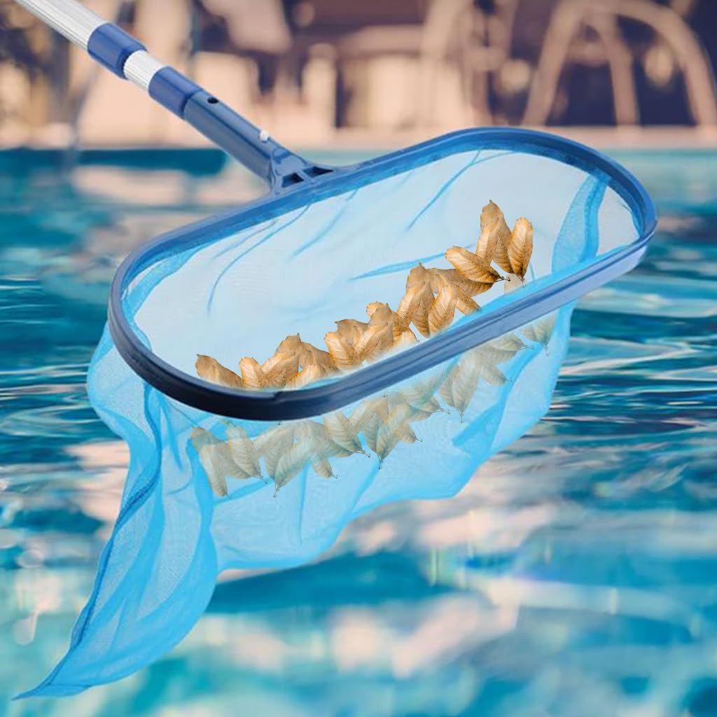 HASTHIP Swimming Pool Cleaning Net Long Handle Cleaning Net 44cm-105cm Retractable Cleaning Net for HomeHeavy Duty Deep Leaf Skimmer