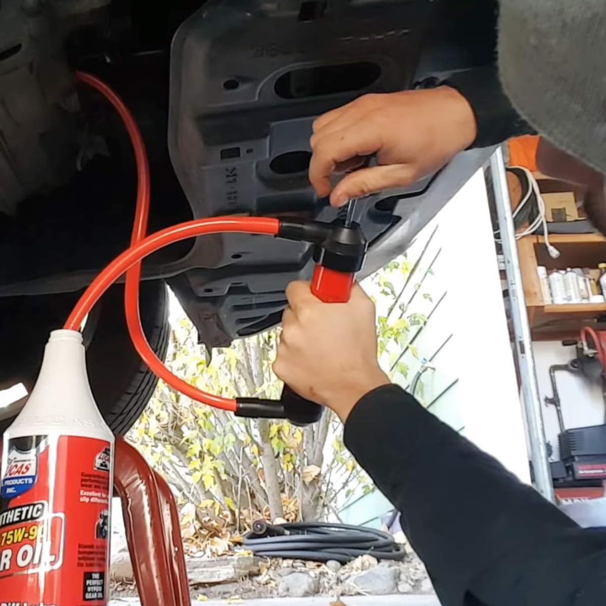 STHIRA Fuel Pump Fuel Injector 2 in 1 Fuel Pump Manual Air Pump with Interchangeable Fuel Hoses, Airline Hose, Air Valve Connector, Adapters & Nozzle Multi Purpose Manual Fuel Pump for Fuel Transfer