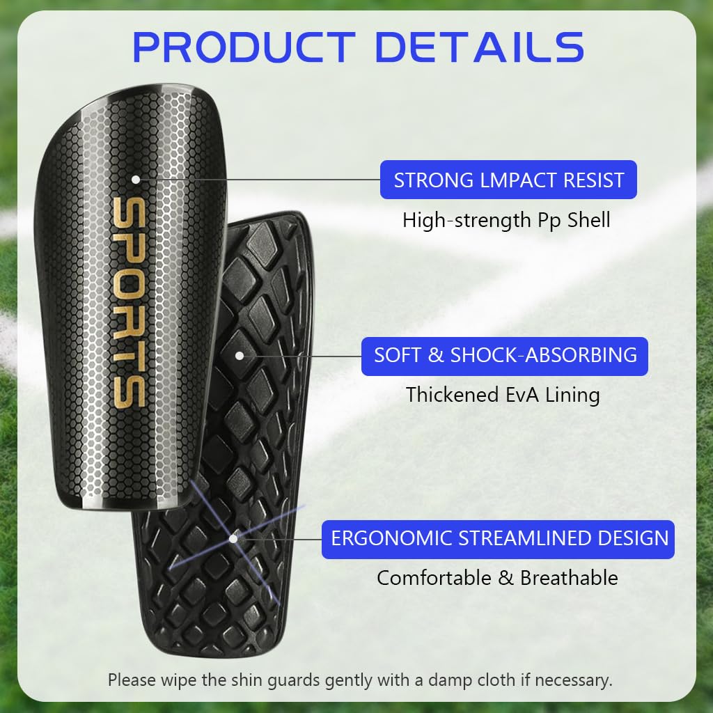 Proberos Kids Shin Guards Set of 3 EVA Cushioning Shin Guards Shine Guards Sleeve and Knee High Compression Socks Teens Kids Sport Shin Guards Set for Soccer, Rugby, Hockey