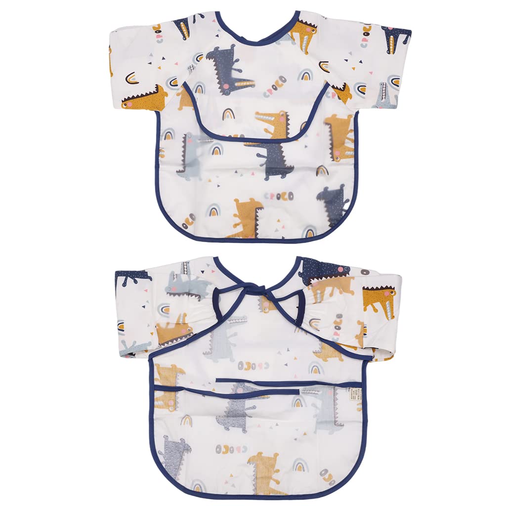 SNOWIE SOFT Sleeved Bib Baby Bib with Pocket, Toddler Bib, Smock, Washable and Lightweight Waterproof Fabric, Fits Bibs for Baby 6 Months+
