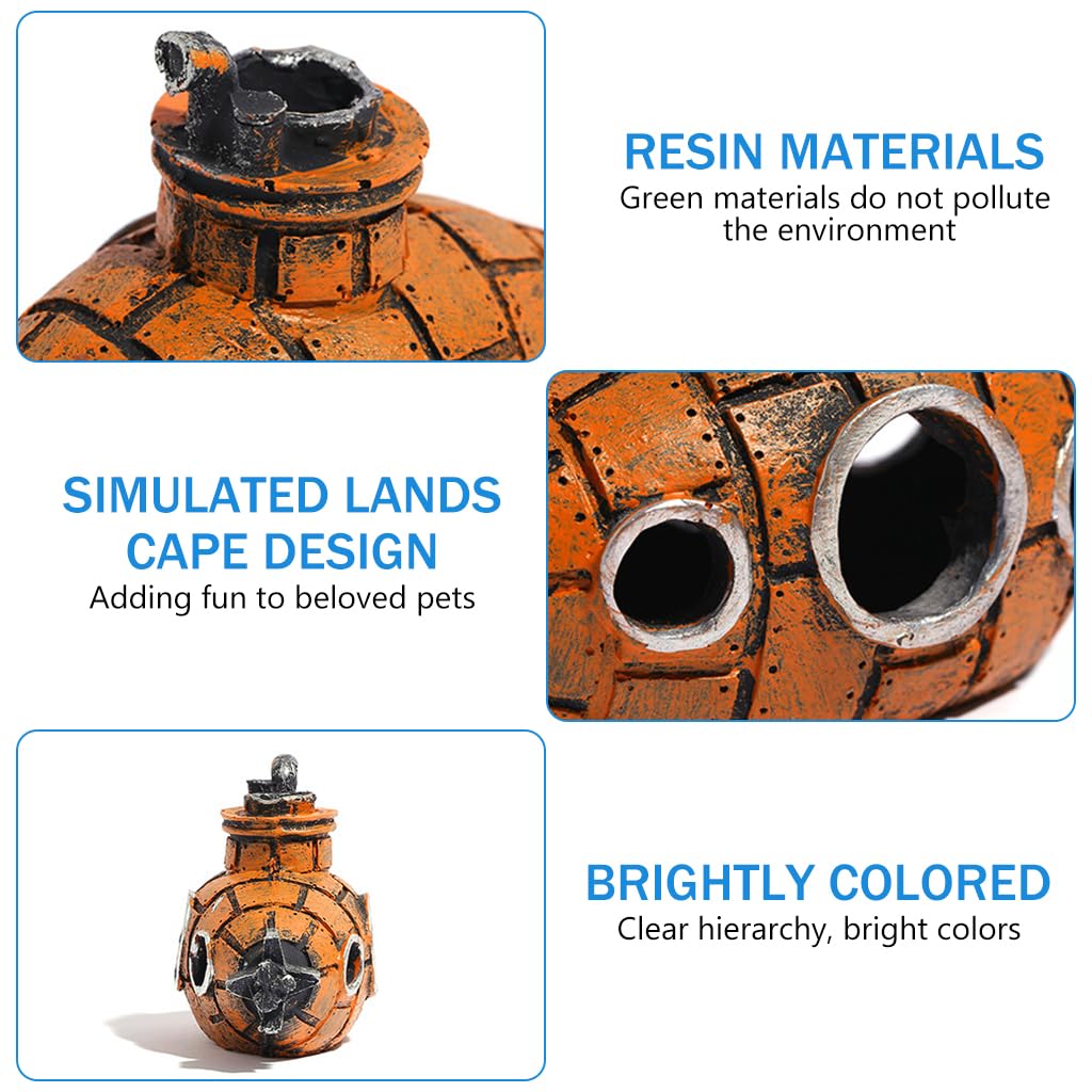 Qpets Aquarium Decoration, Floating Cartoon Submarine Model Fish Tank Decoration, Resin Hollow Out Submarine Ornament Fish Hideout Cave Desktop Decoration Best for Study / Office / Living Room