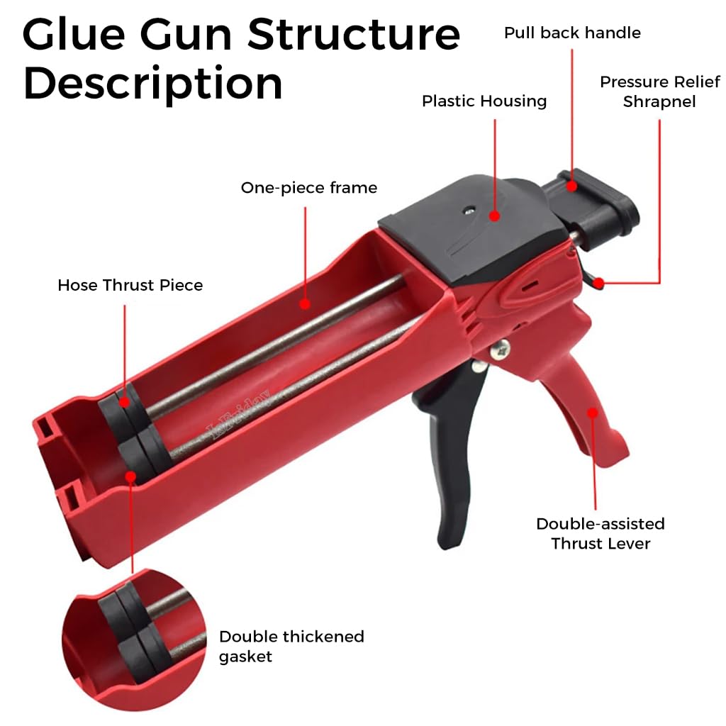 STHIRA Application Gun Double Cartridge Gun Applicator Dual-tube Caulking Gun Labor Saving Caulk Glue Gun Sealant Gun Mastic Gun with Trigger Versatile Caulking Gun