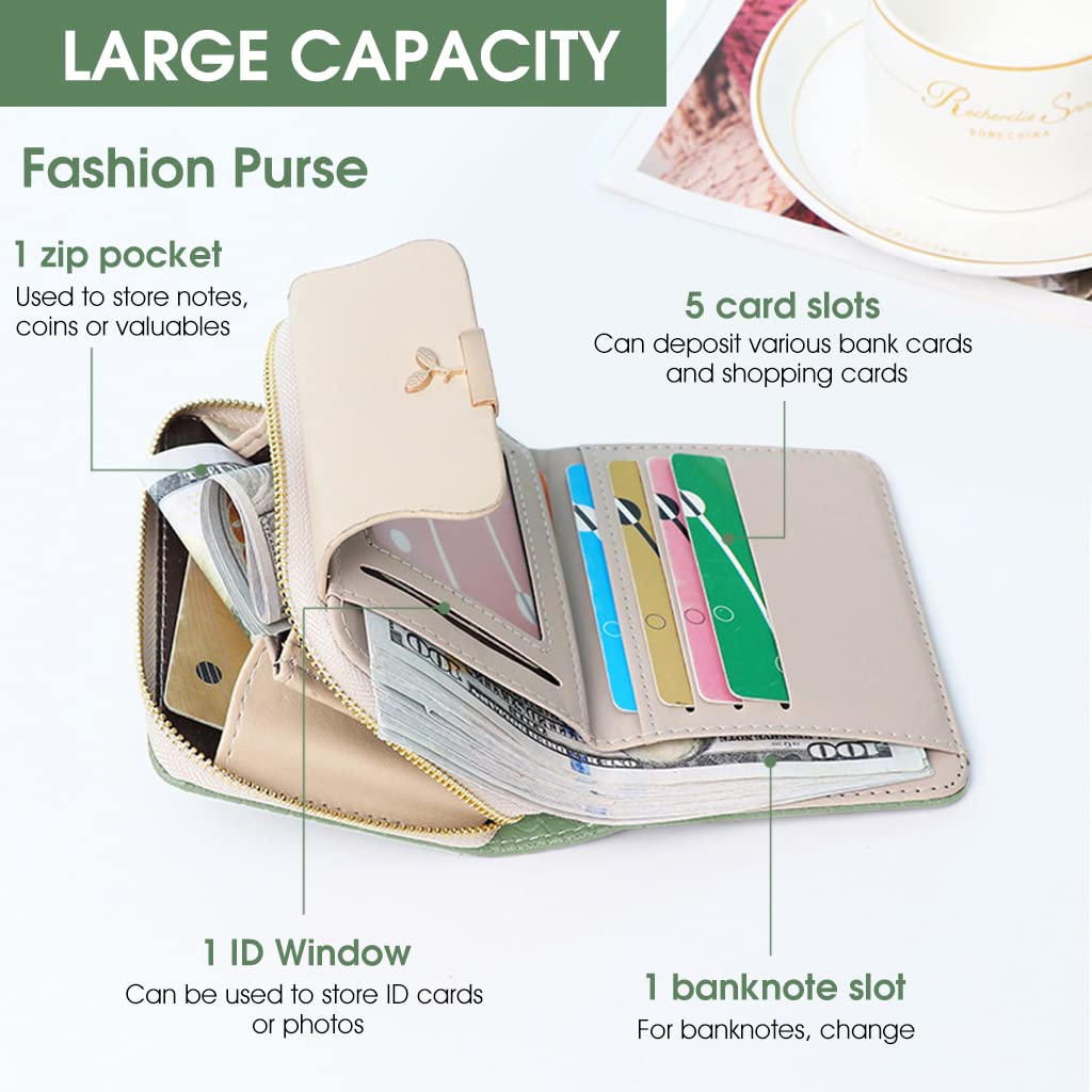 PALAY Small Wallet For Women PU Leather Purse with Zipper Bifold Card Coin Holder Cash Bag Clutch Wallet Fashion Women Wallet Purse Gift Wallet for Girl