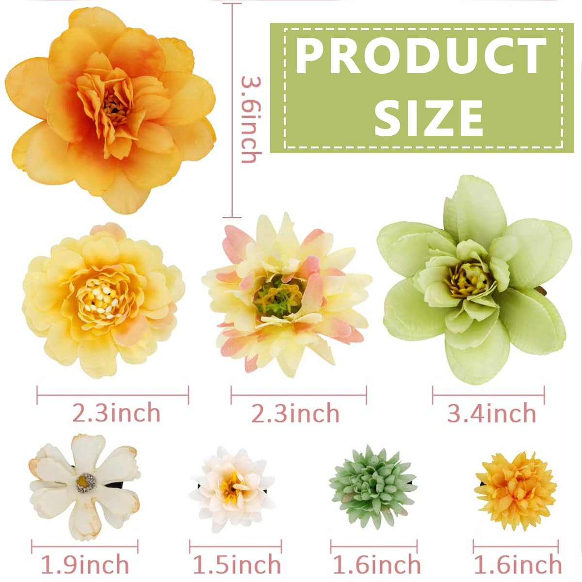 PALAY 20pcs Flowers Hair Clips for Women Girls, Bohemian Rose Hair Barrettes Set, Chiffon Floral Headpiece, Bridal Hair Accessories for Wedding, Party, Photography